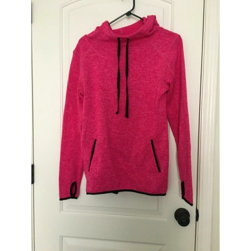 Danskin Now Women's Active Sweater Hoodie Thumb Holes M 8-10 Pink Black